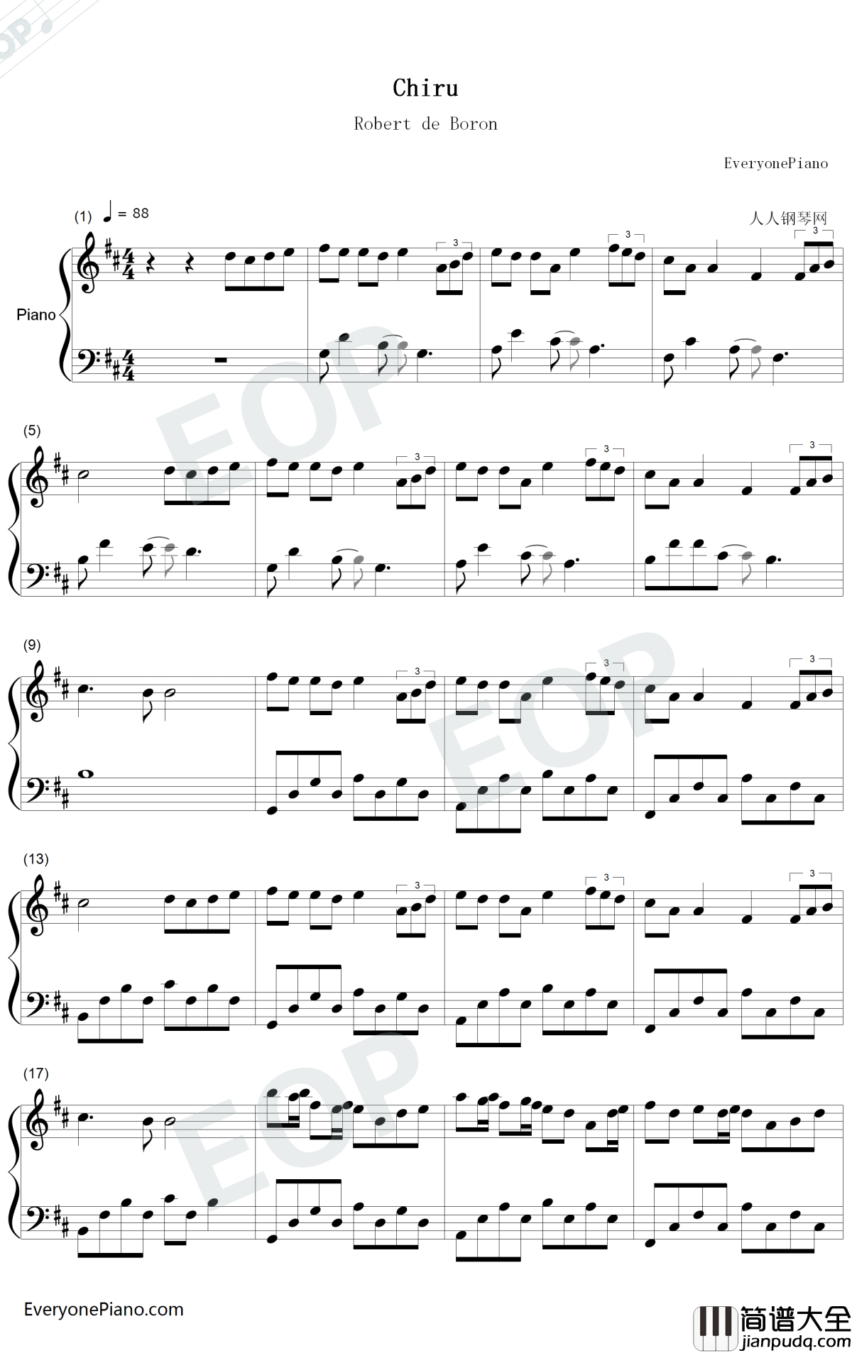 Chiru钢琴谱_Robert_de_Boron