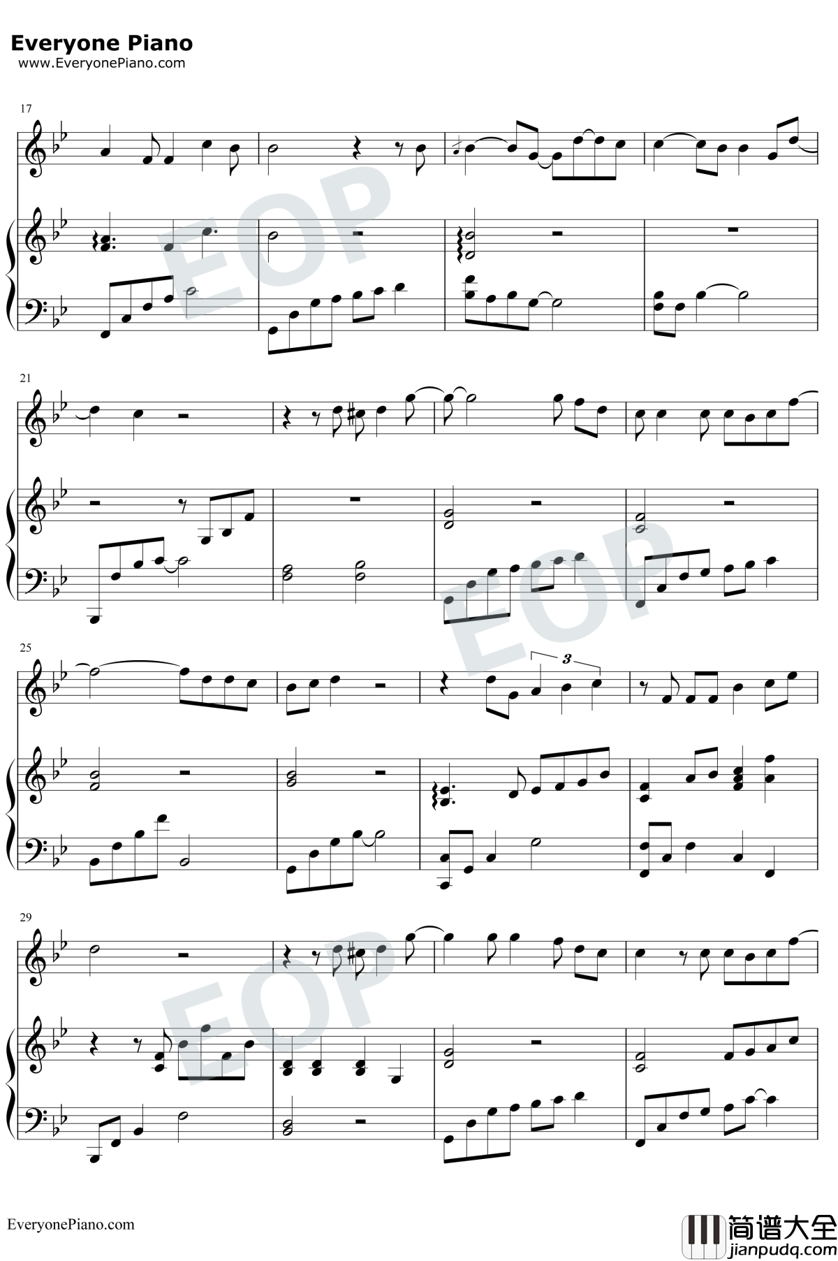 下雨了钢琴谱_薛之谦_弹唱版