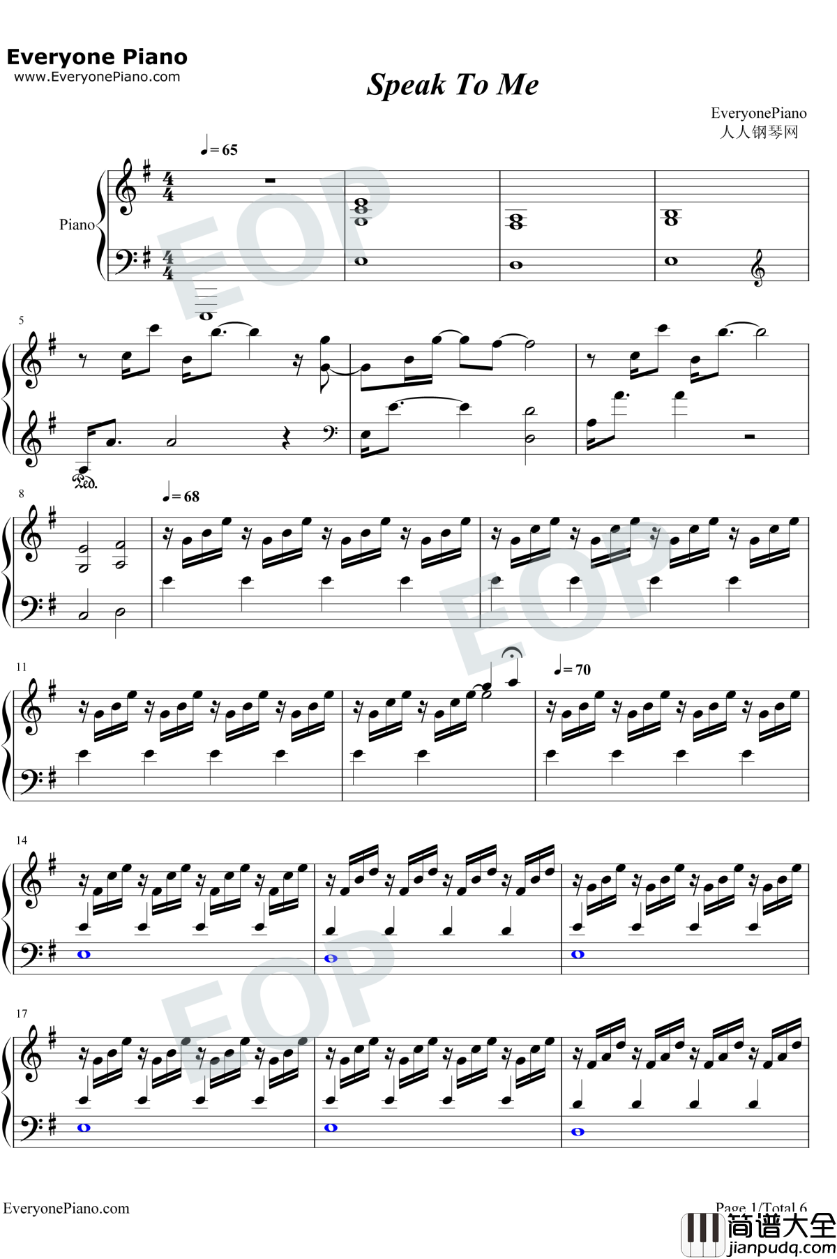 Speak_to_Me钢琴谱_Amy_Lee