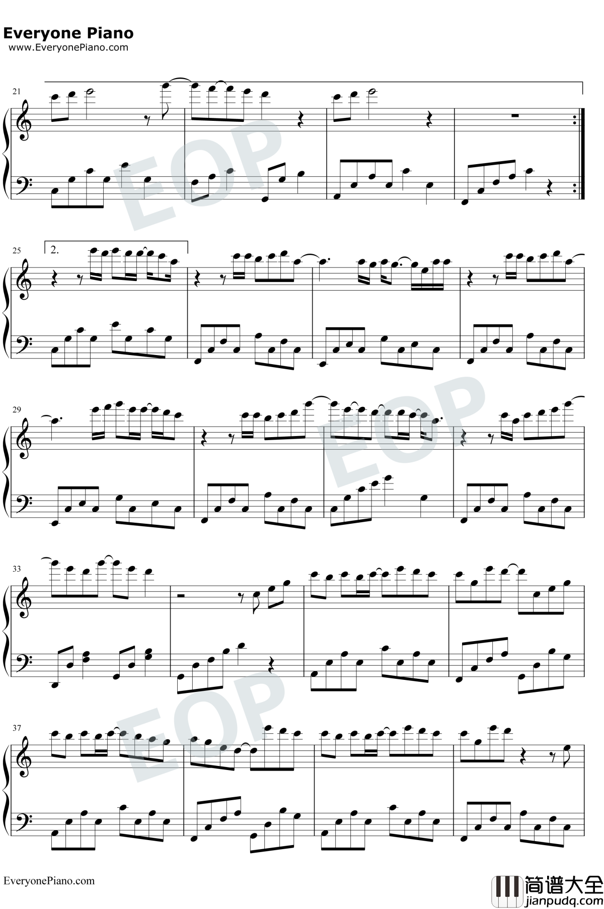 爱你钢琴谱_陈芳语_翻糖花园片尾曲