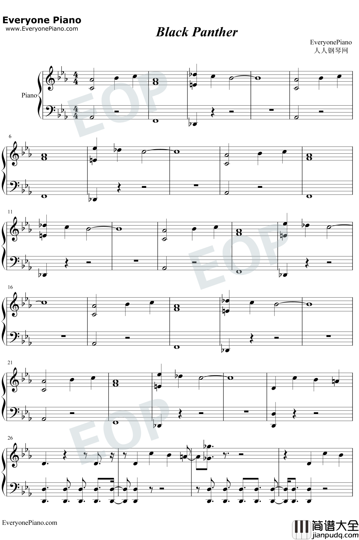 Black_Panther钢琴谱_Kendrick_Lamar
