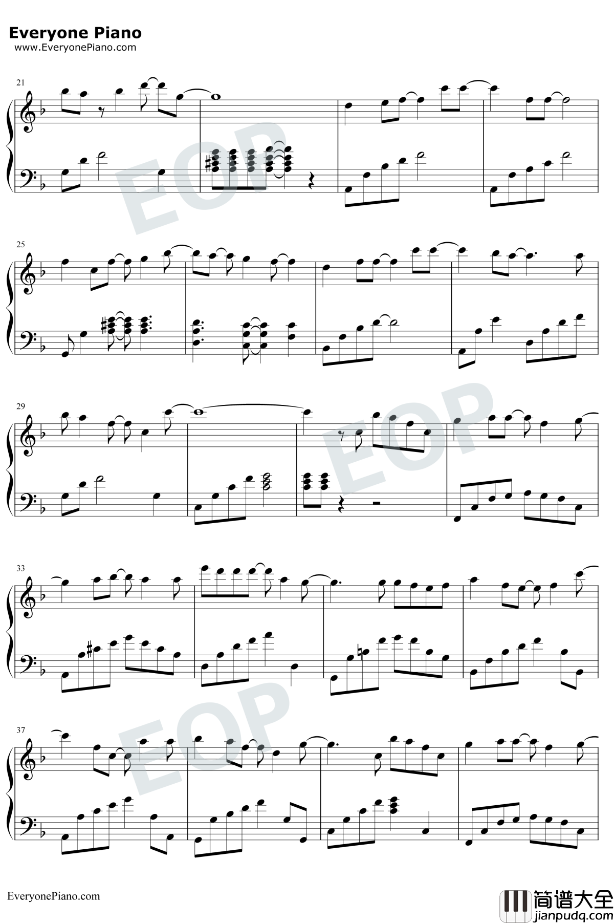 我们的爱没有错钢琴谱_胡夏_泡沫之夏主题曲