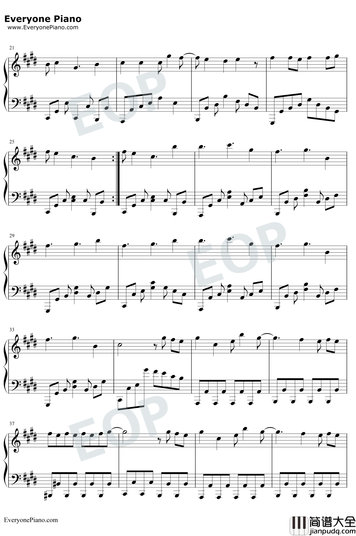 寄明月_钢琴谱_SING女团