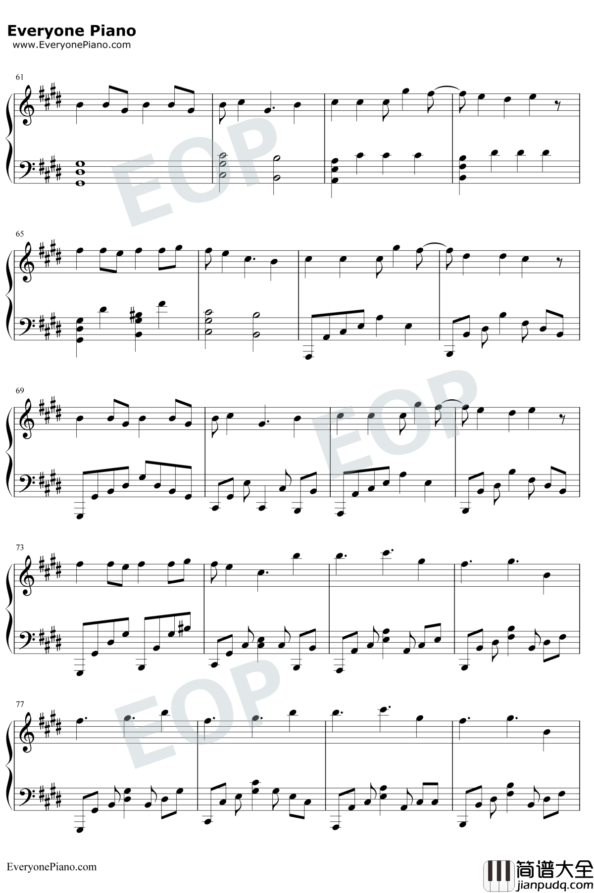 寄明月_钢琴谱_SING女团