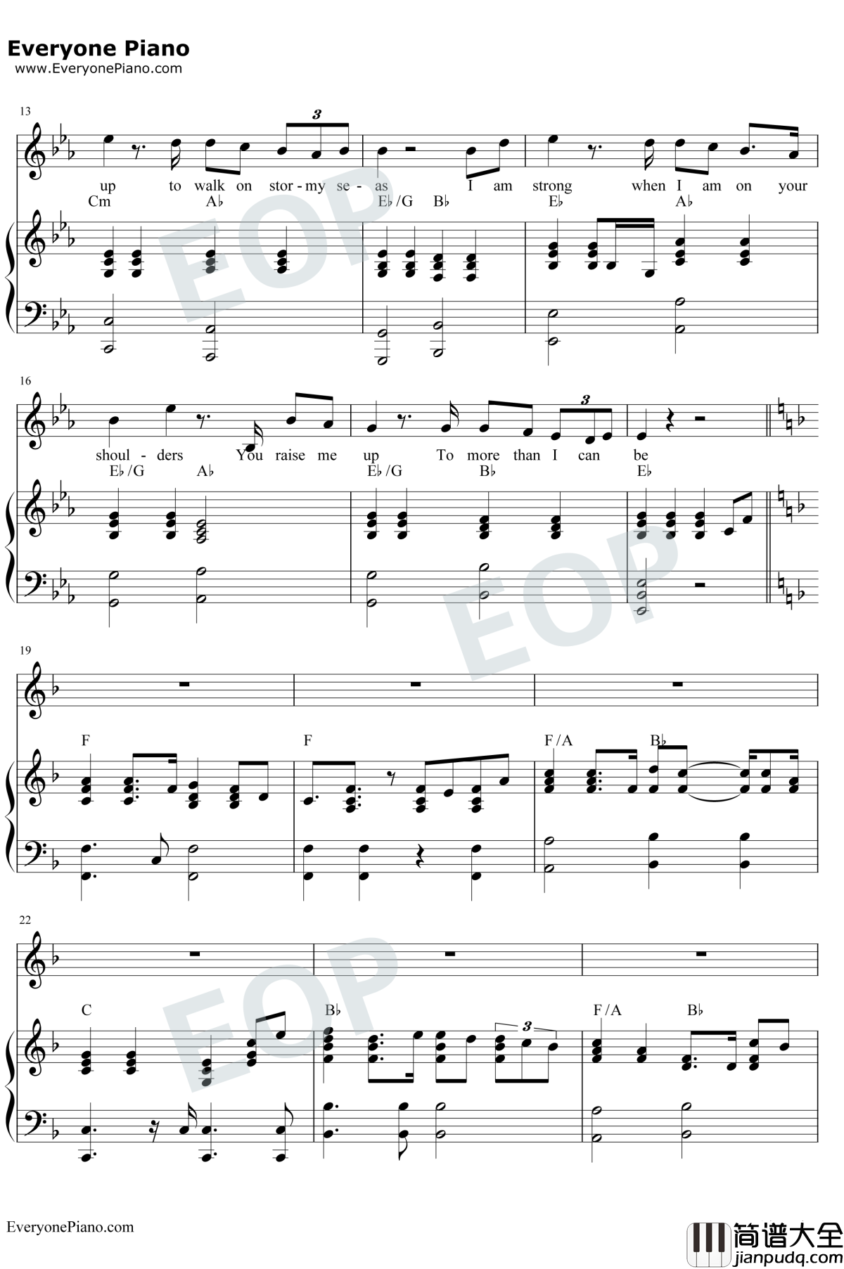 You_Raise_Me_Up钢琴谱_Westlife