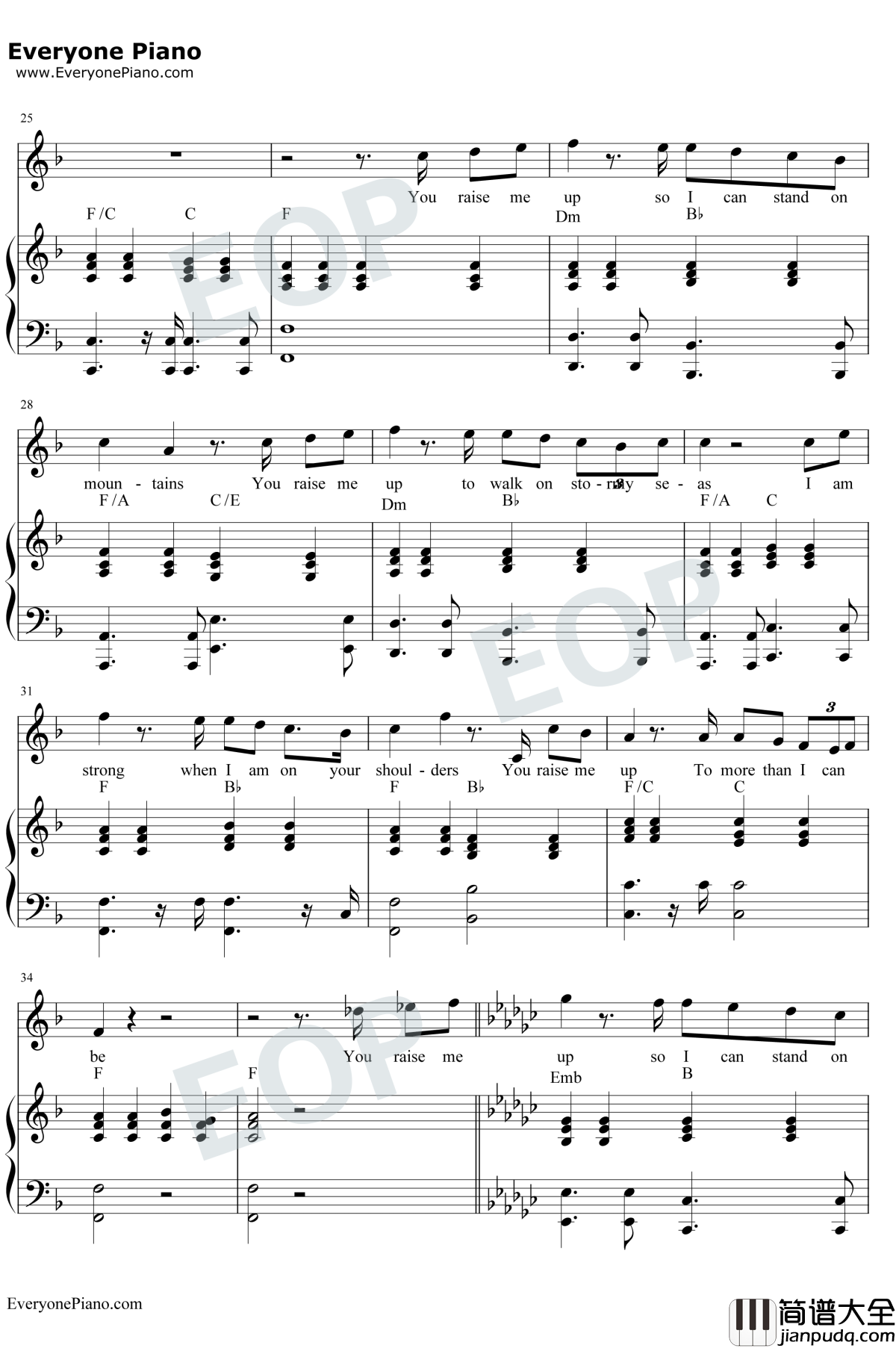 You_Raise_Me_Up钢琴谱_Westlife