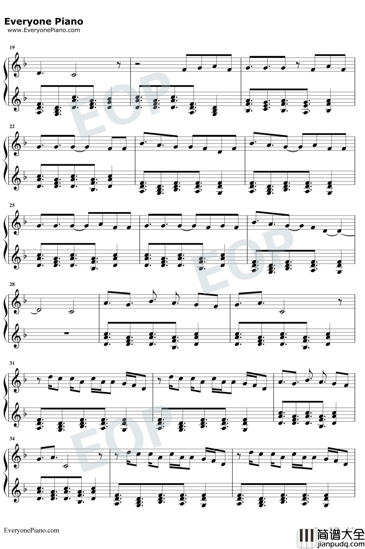 Brand_New_Eyes钢琴谱_Bea_Miller_奇迹男孩主题曲