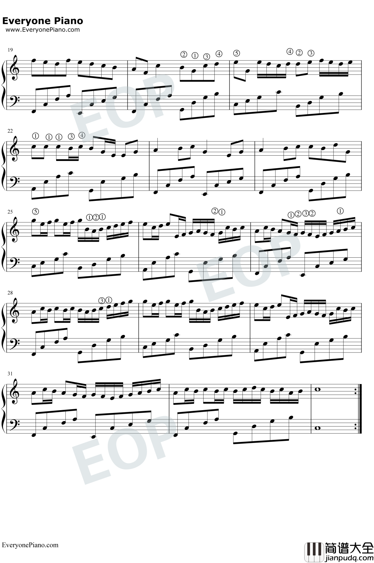 卡农钢琴谱_Johann_Pachelbel_极简好听