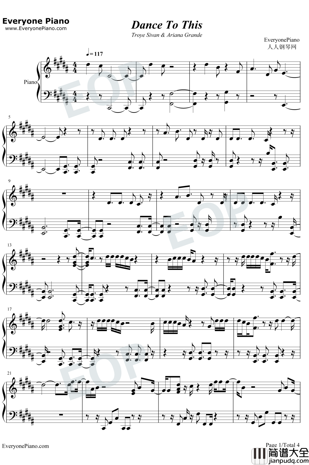 Dance_To_This钢琴谱_Troye_Sivan_/_Ariana_Grande