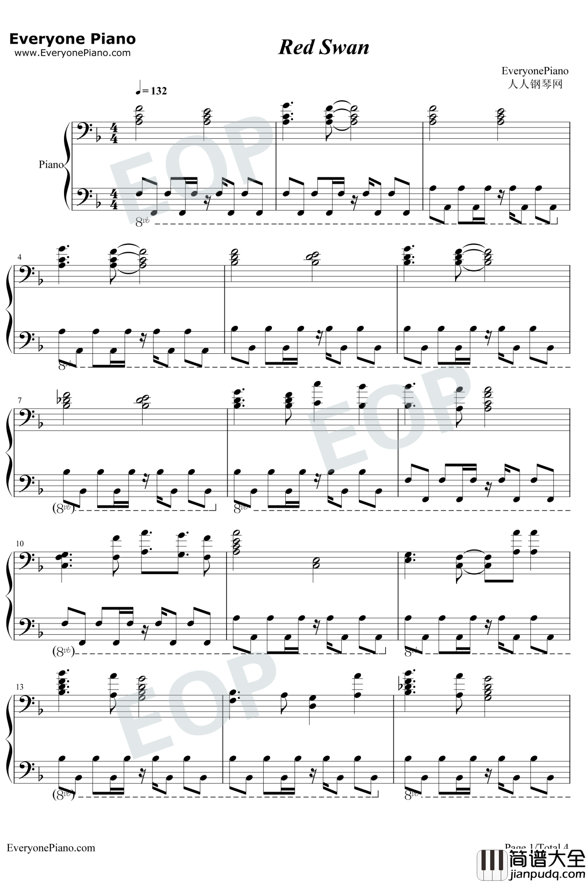 Red_Swan钢琴谱_Yoshiki_/_Hyde