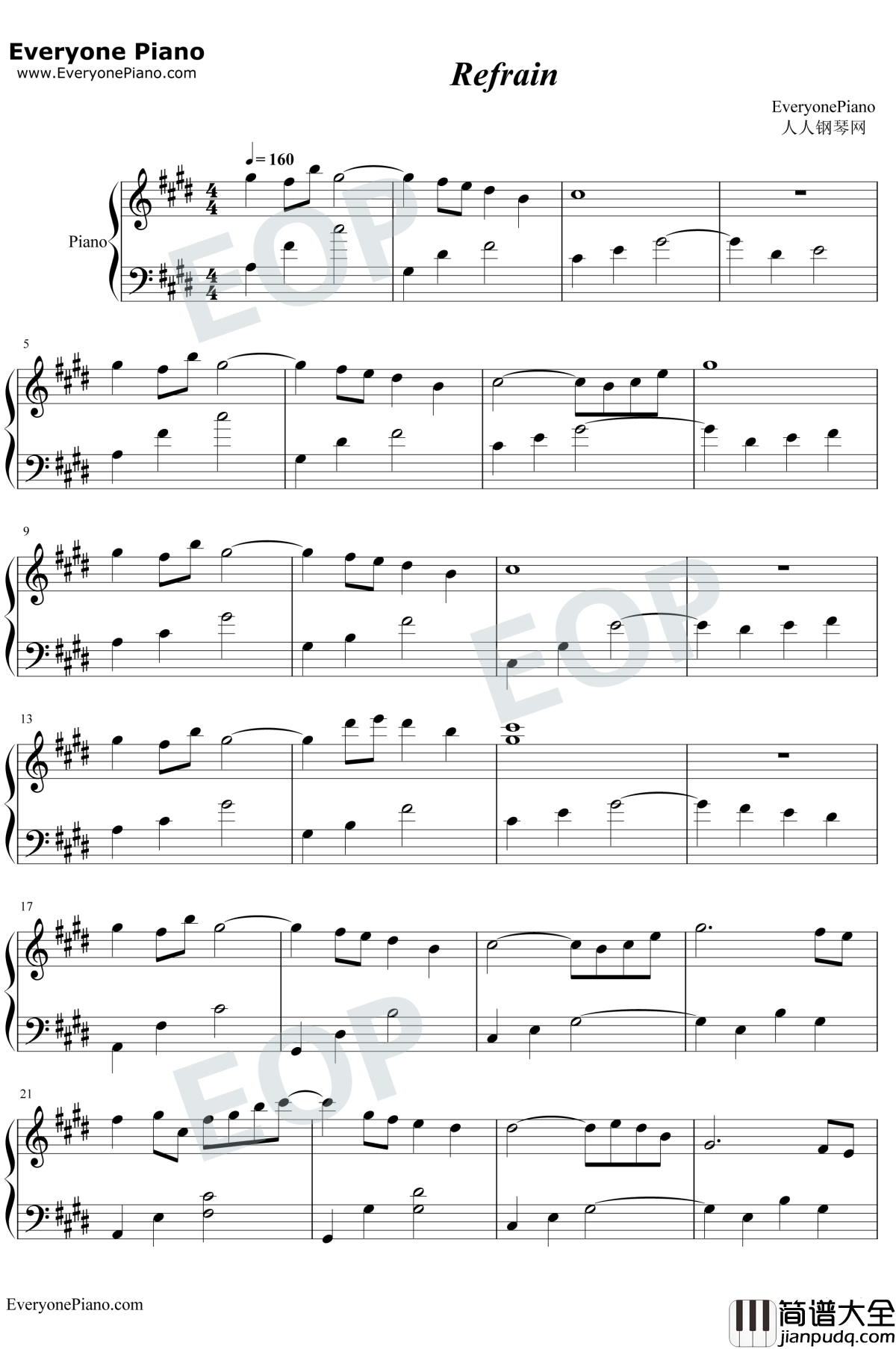 Refrain钢琴谱_Anan_Ryok