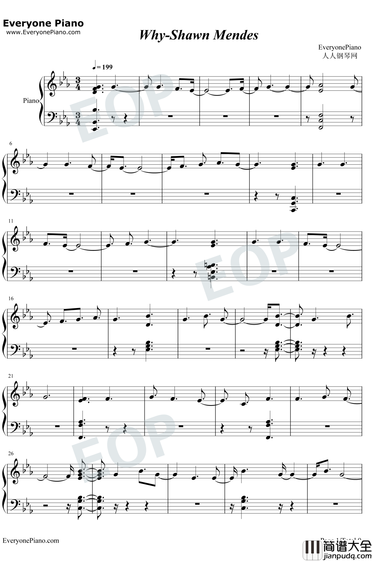 Why钢琴谱_Shawn_Mendes