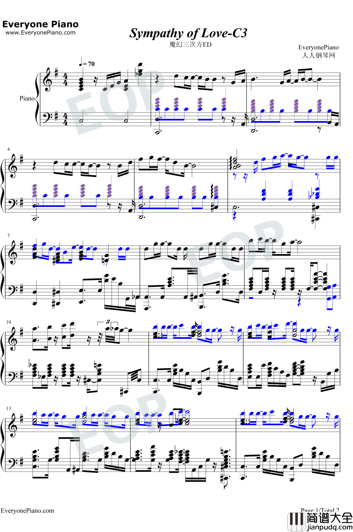 Sympathy_of_Love钢琴谱_田村由加莉