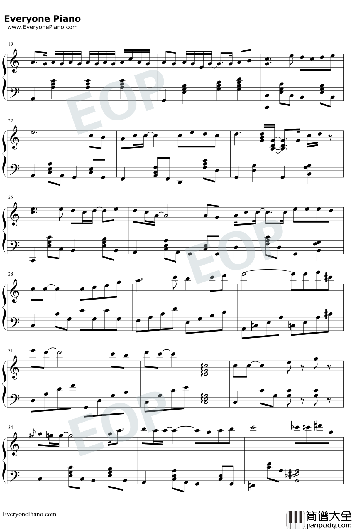 遥远的她钢琴谱_张学友