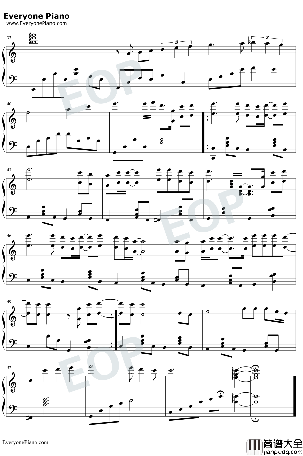 遥远的她钢琴谱_张学友