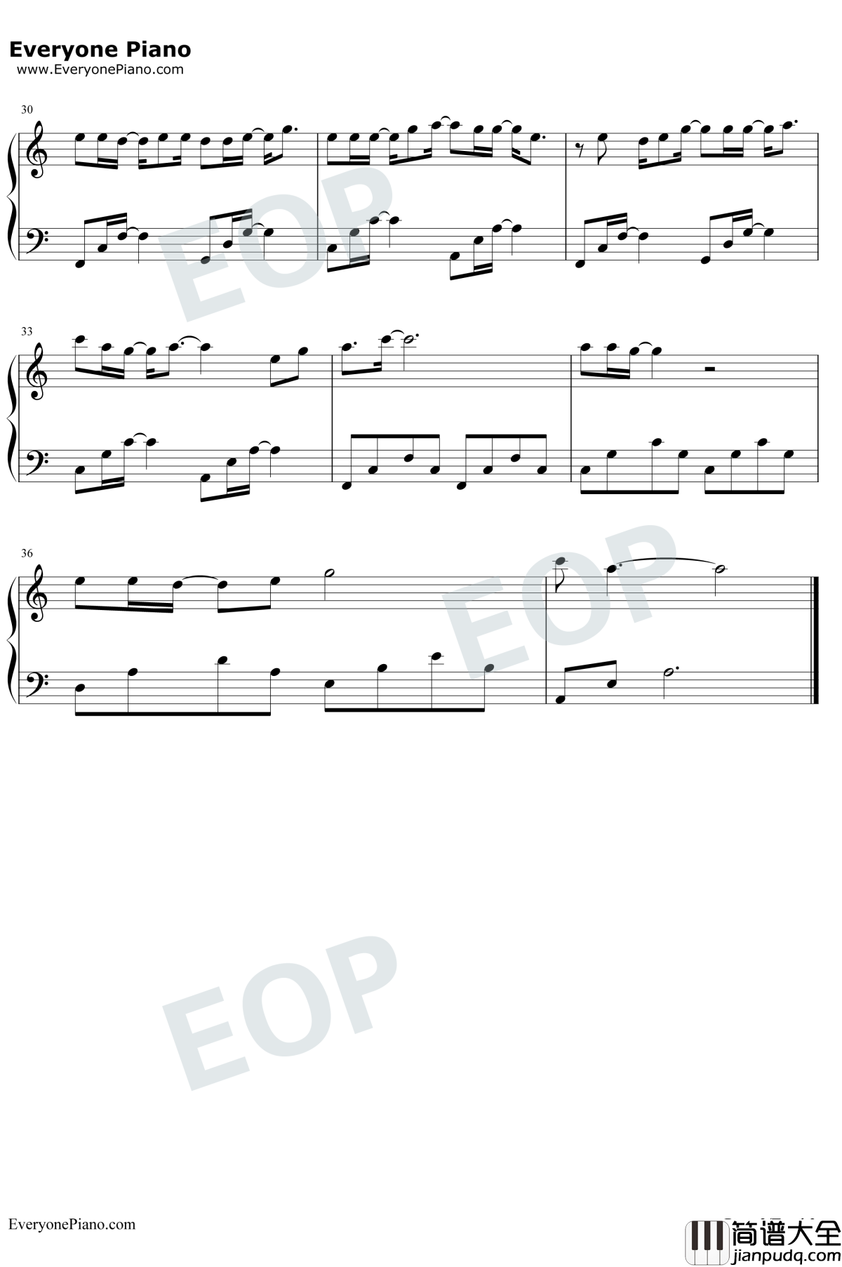 扶摇钢琴谱_莫文蔚_电视剧扶摇主题曲