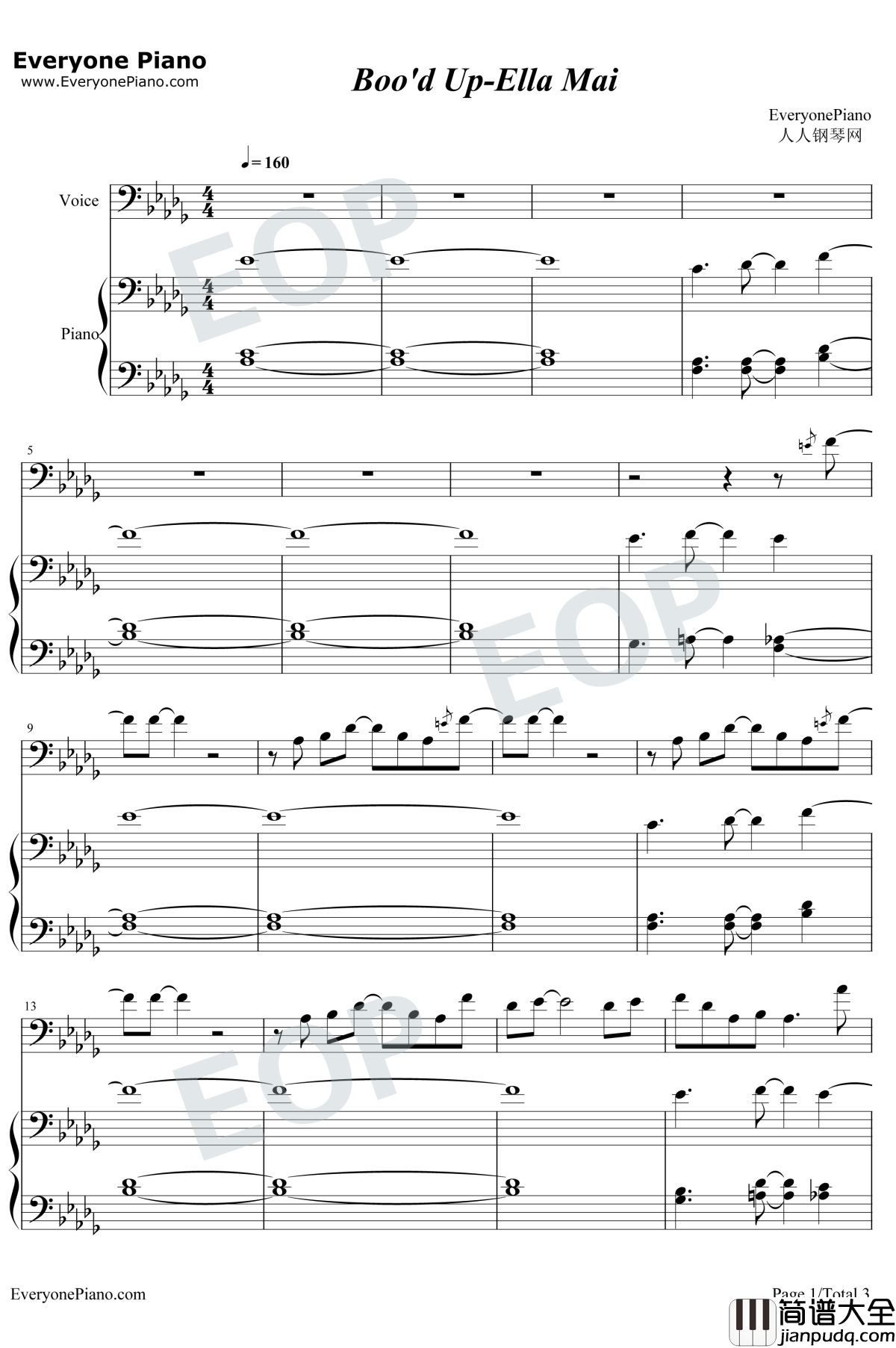 Boo'dUp钢琴谱_EllaMai_EllaMai
