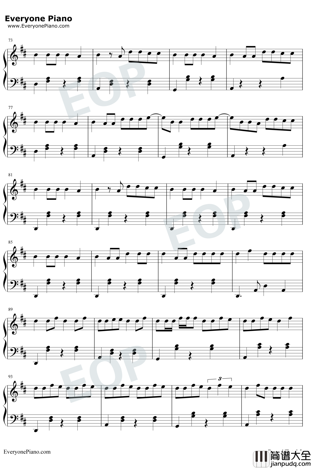 Dura钢琴谱_Daddy_Yankee_嘟啦舞