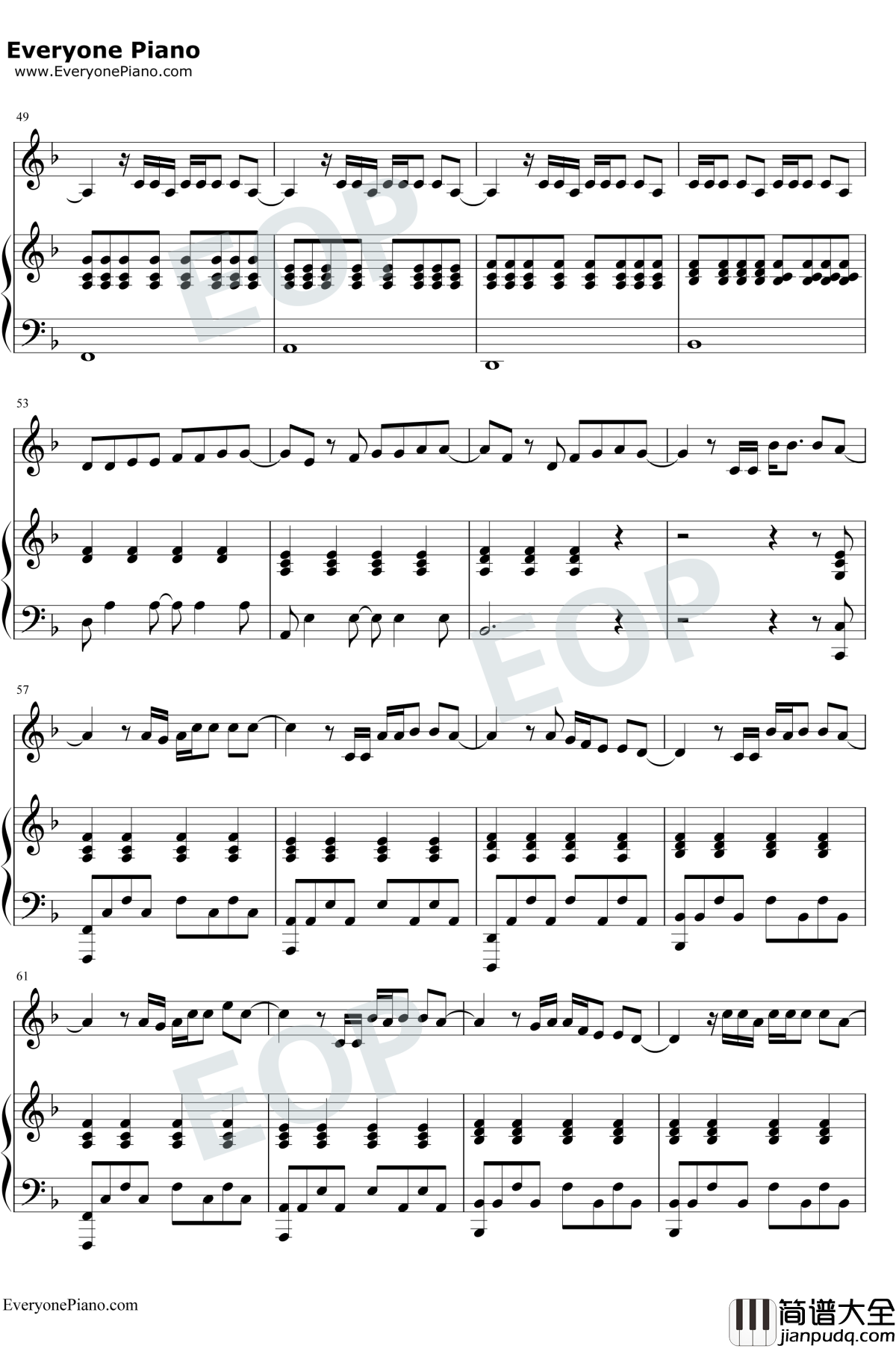 倒数钢琴谱_邓紫棋