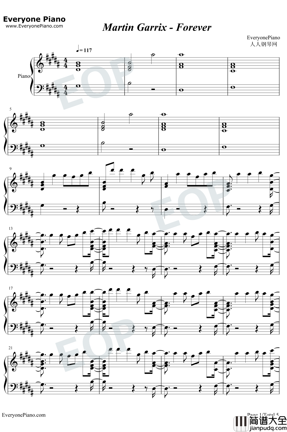 Forever钢琴谱_Martin_Garrix/Matisse_&_Sadko