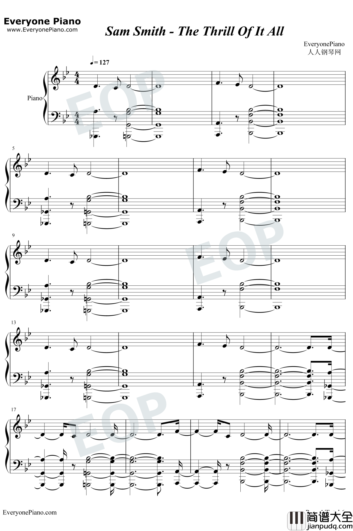 The_Thrill_of_It_All钢琴谱_Sam_Smith