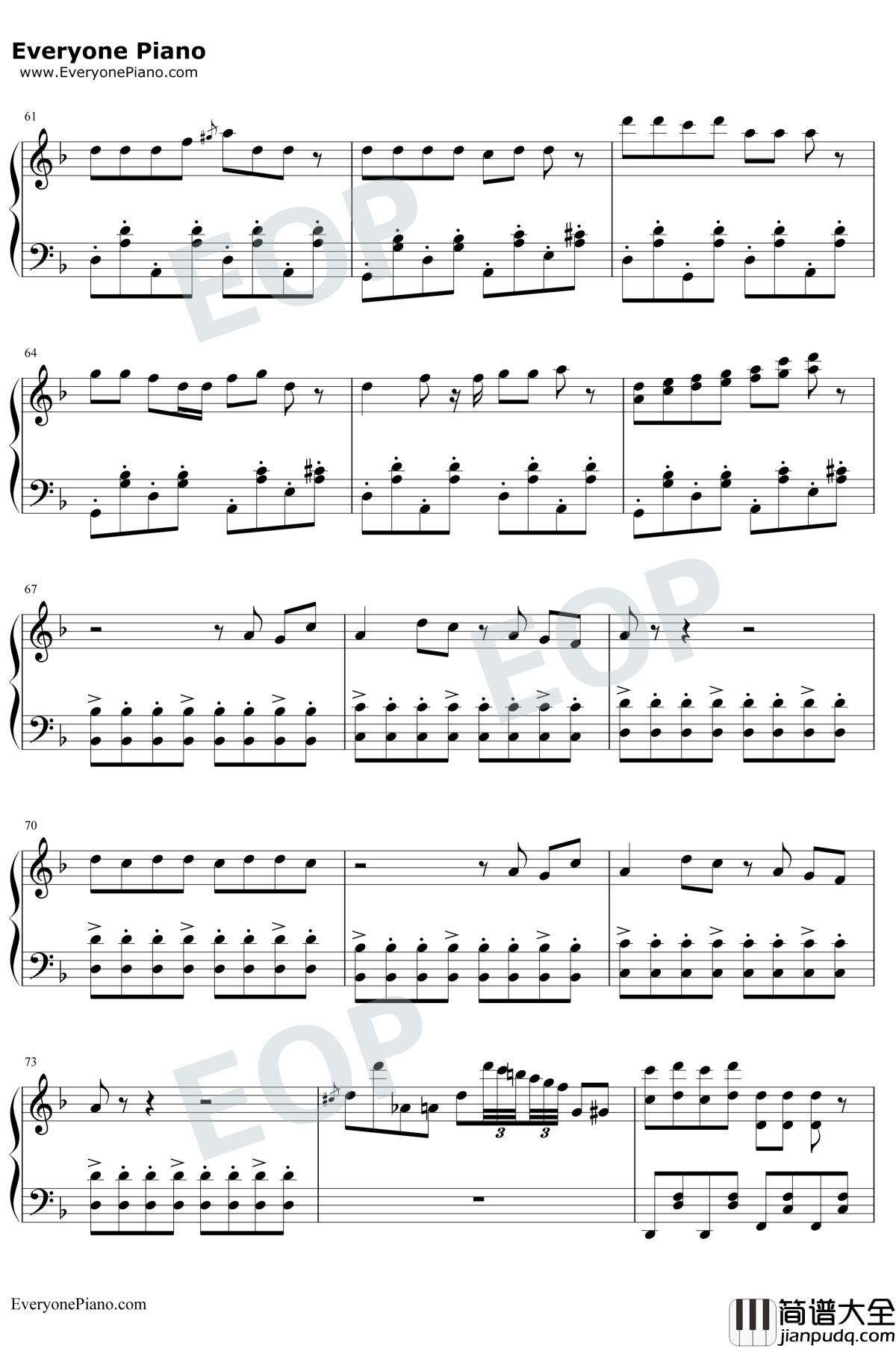 卡路里钢琴谱_火箭少女101_西虹市首富插曲