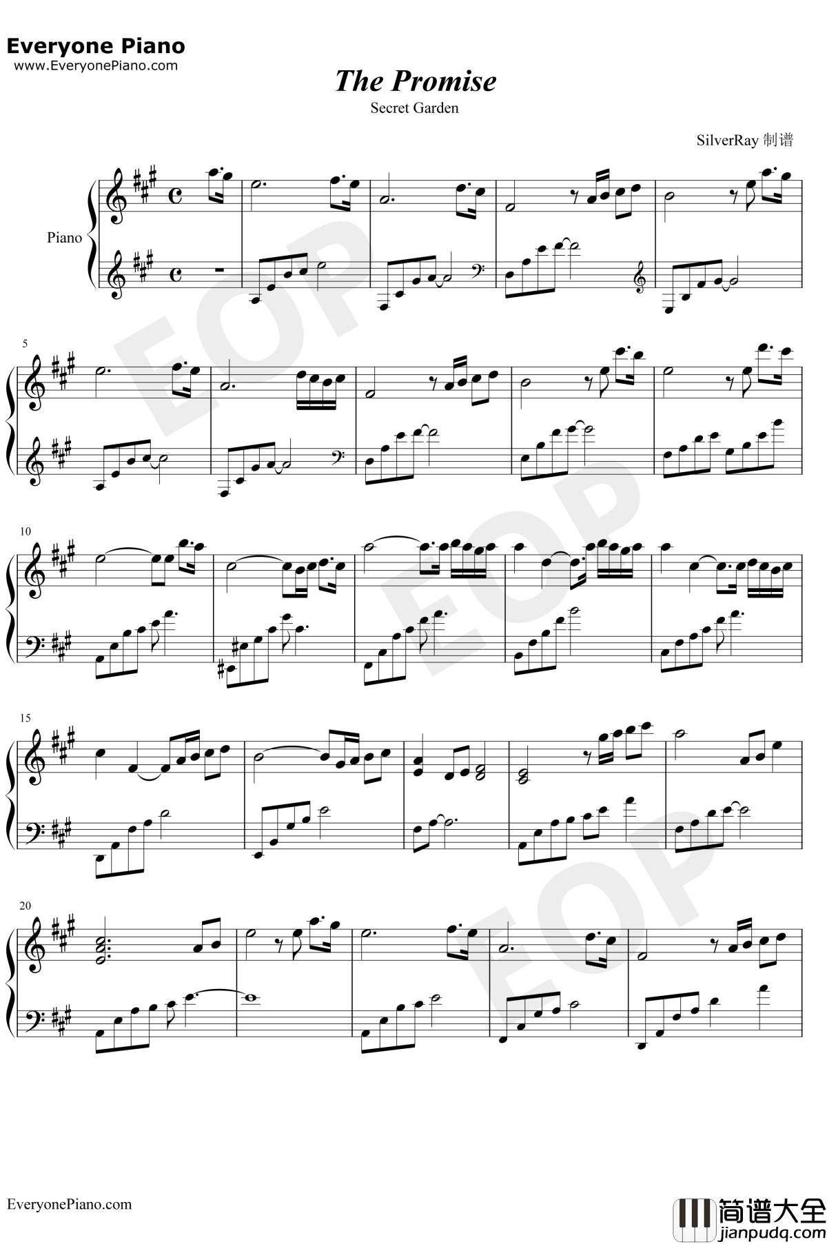 The_Promise钢琴谱_Secret_Garden
