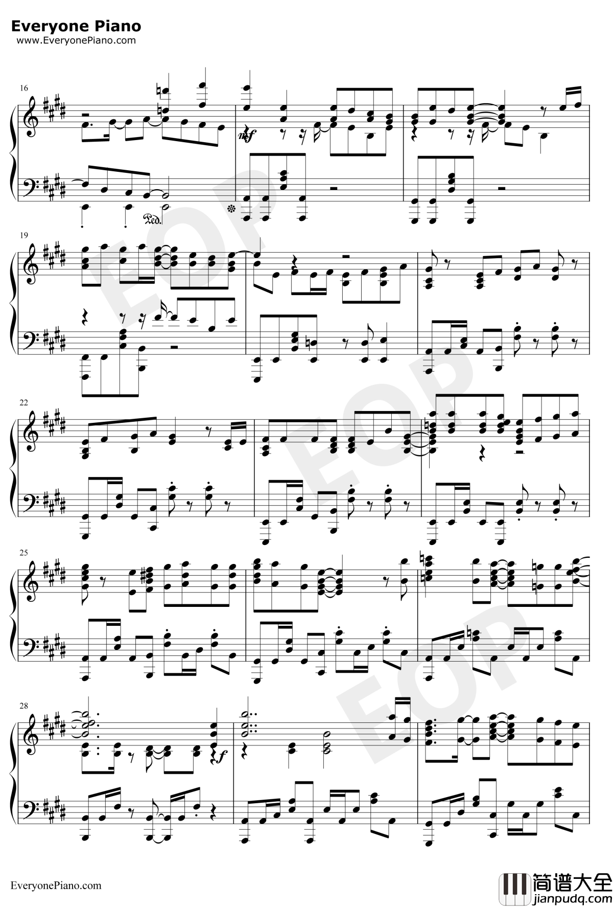 FLY_two_BLUE钢琴谱_优木加奈宫下早纪