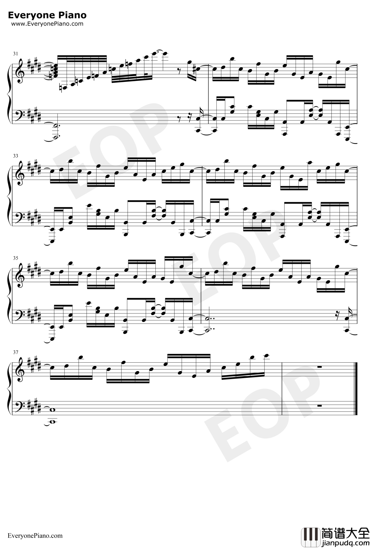 Vital钢琴谱_远藤正明_杀戮的天使OP