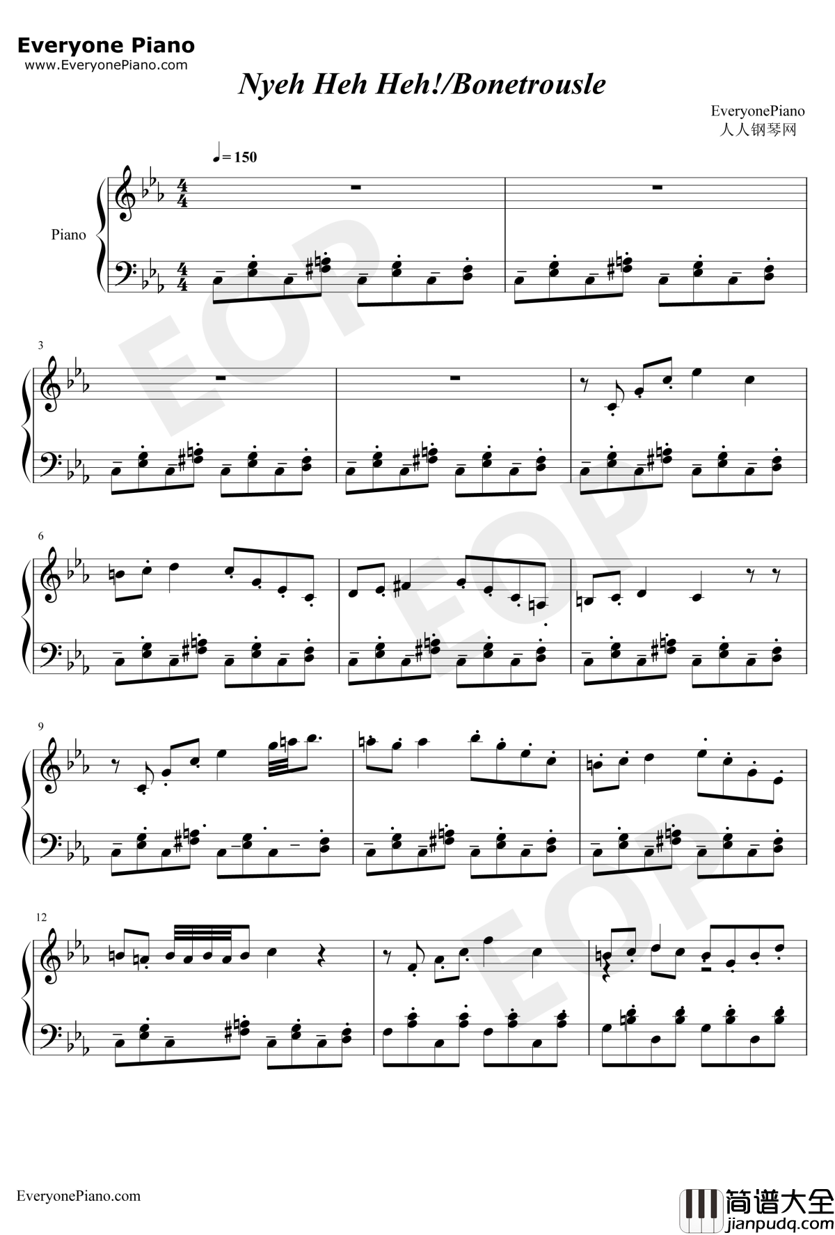 Nyeh_Heh_Heh钢琴谱_Toby_Fox