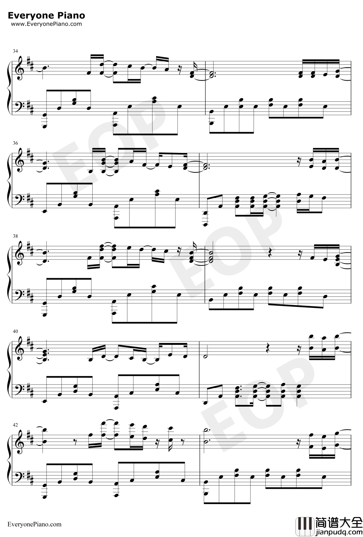 别钢琴谱_薛之谦_独奏版