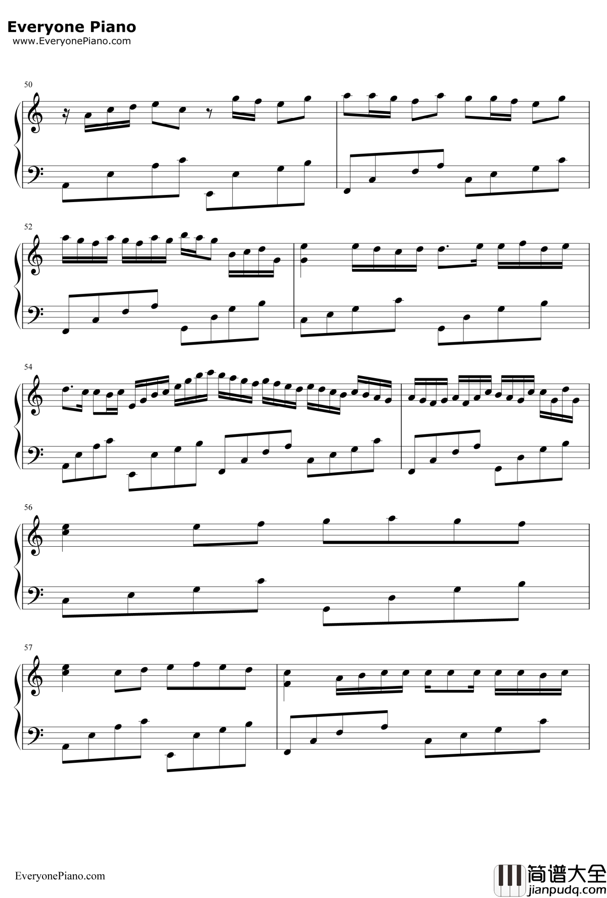 卡农钢琴谱_帕海贝尔_Canon