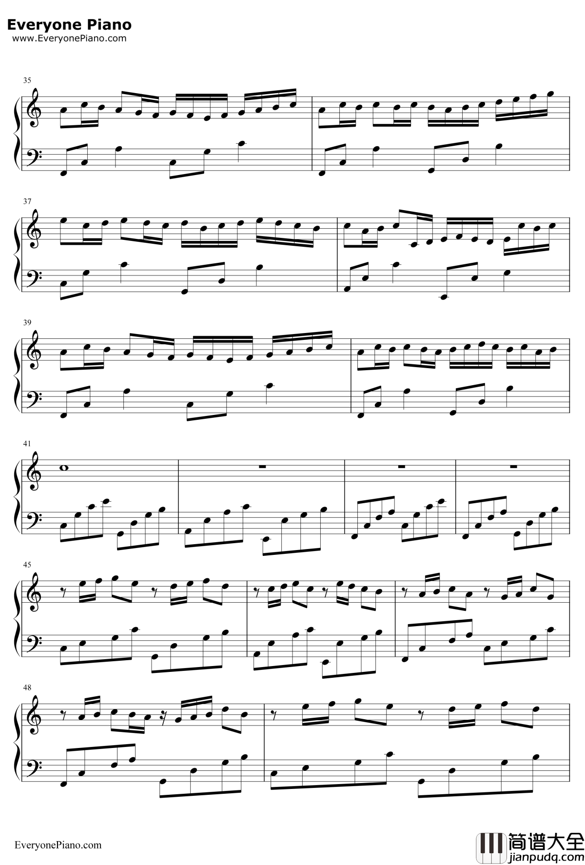 卡农钢琴谱_帕海贝尔_Canon