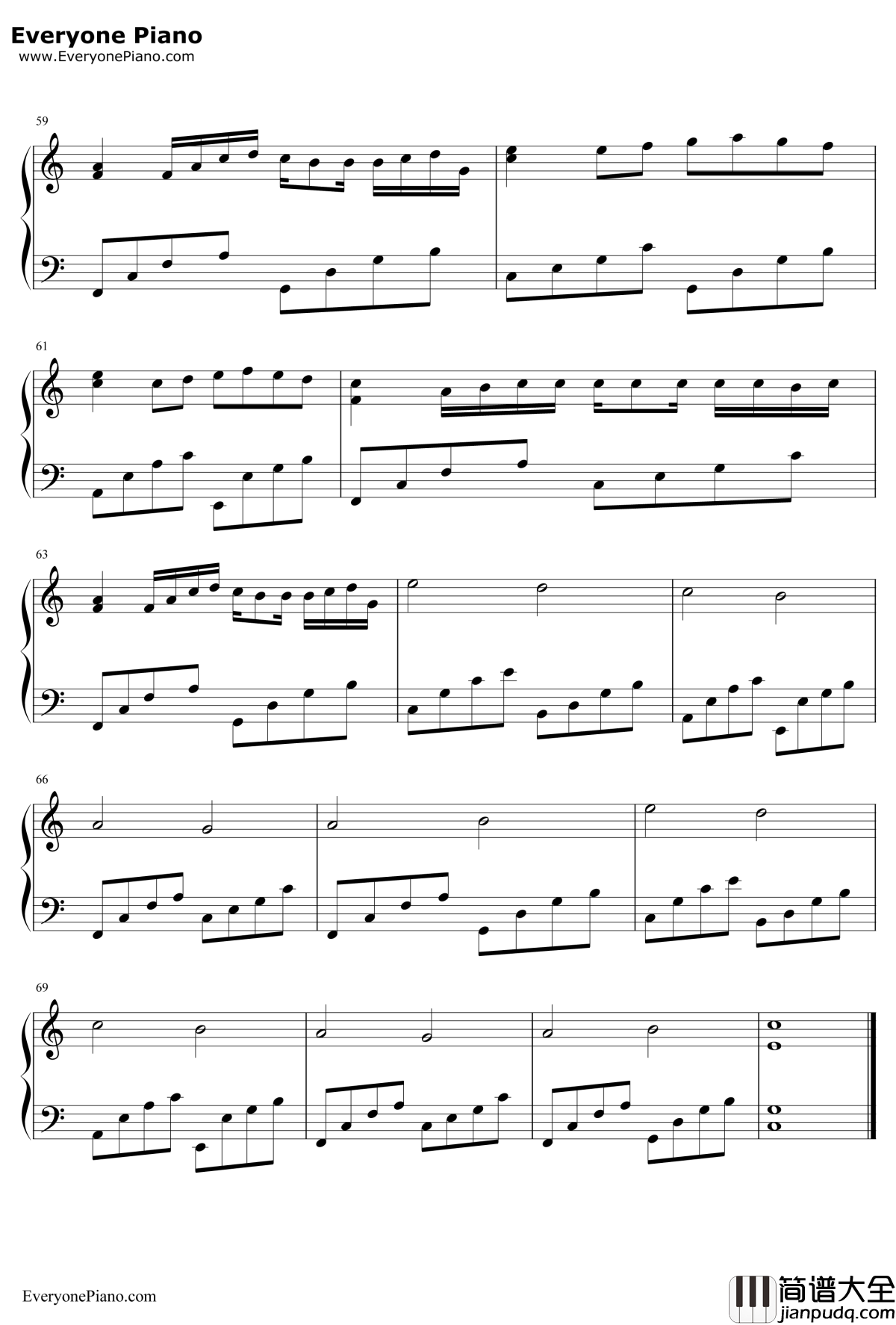 卡农钢琴谱_帕海贝尔_Canon