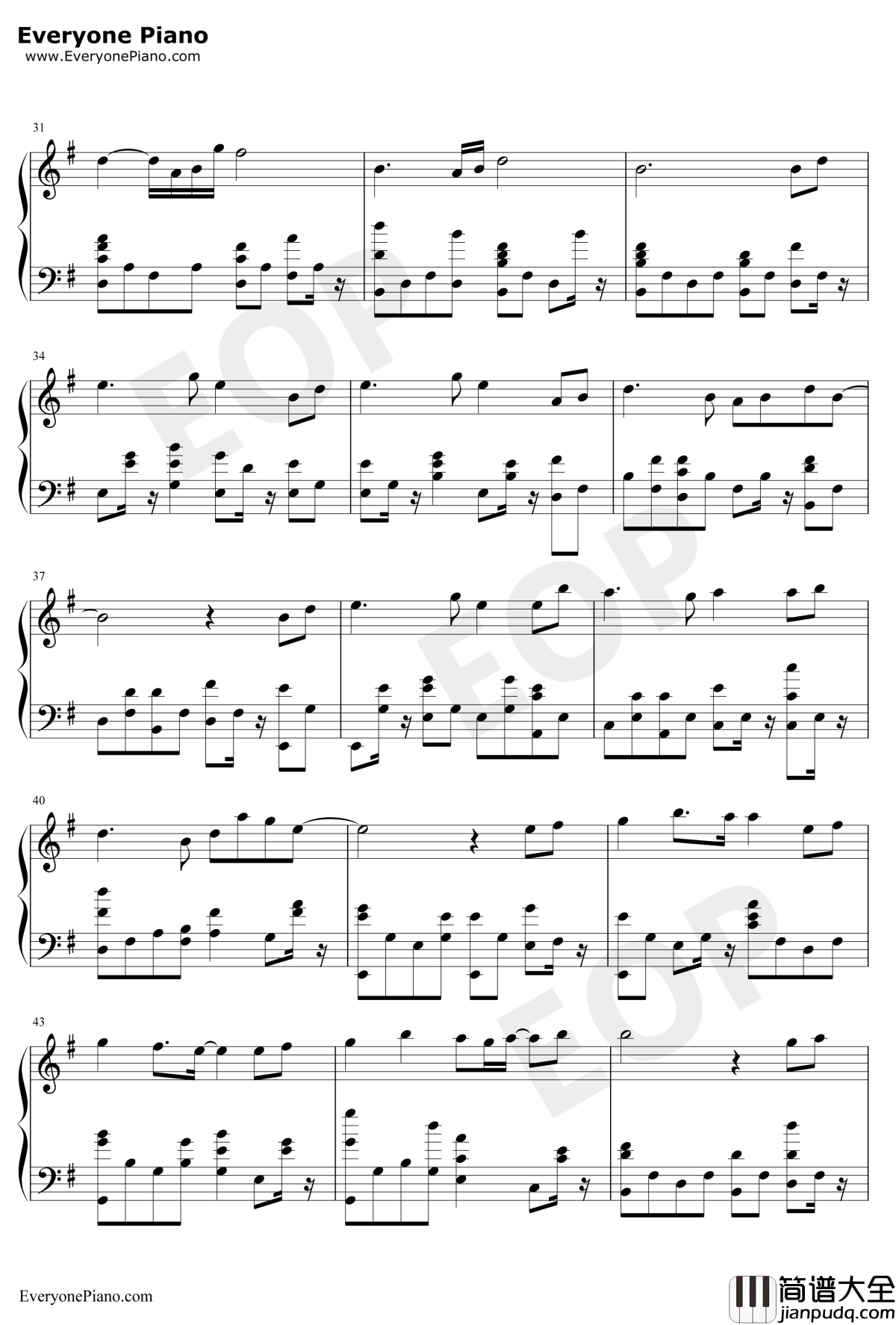 一半钢琴谱_梁洁_双世宠妃Ⅱ插曲