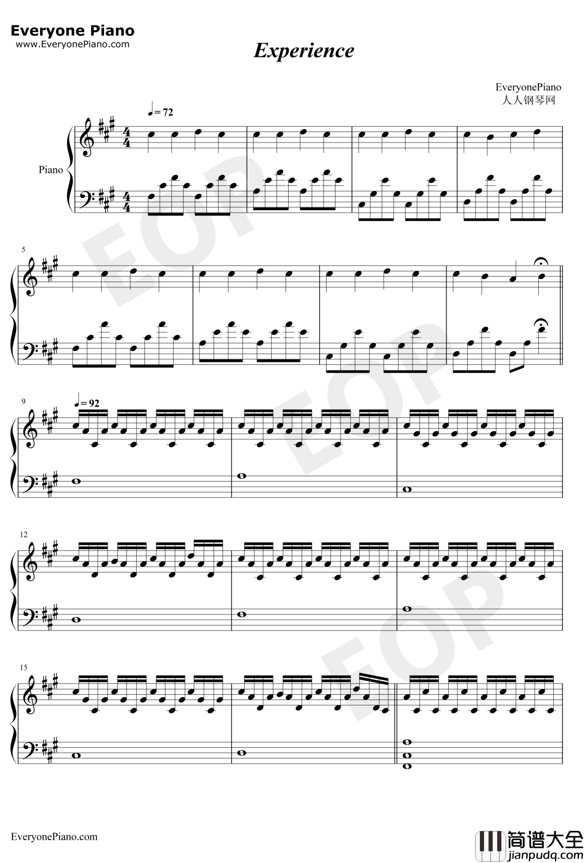 Experience钢琴谱_Ludovico_Einaudi