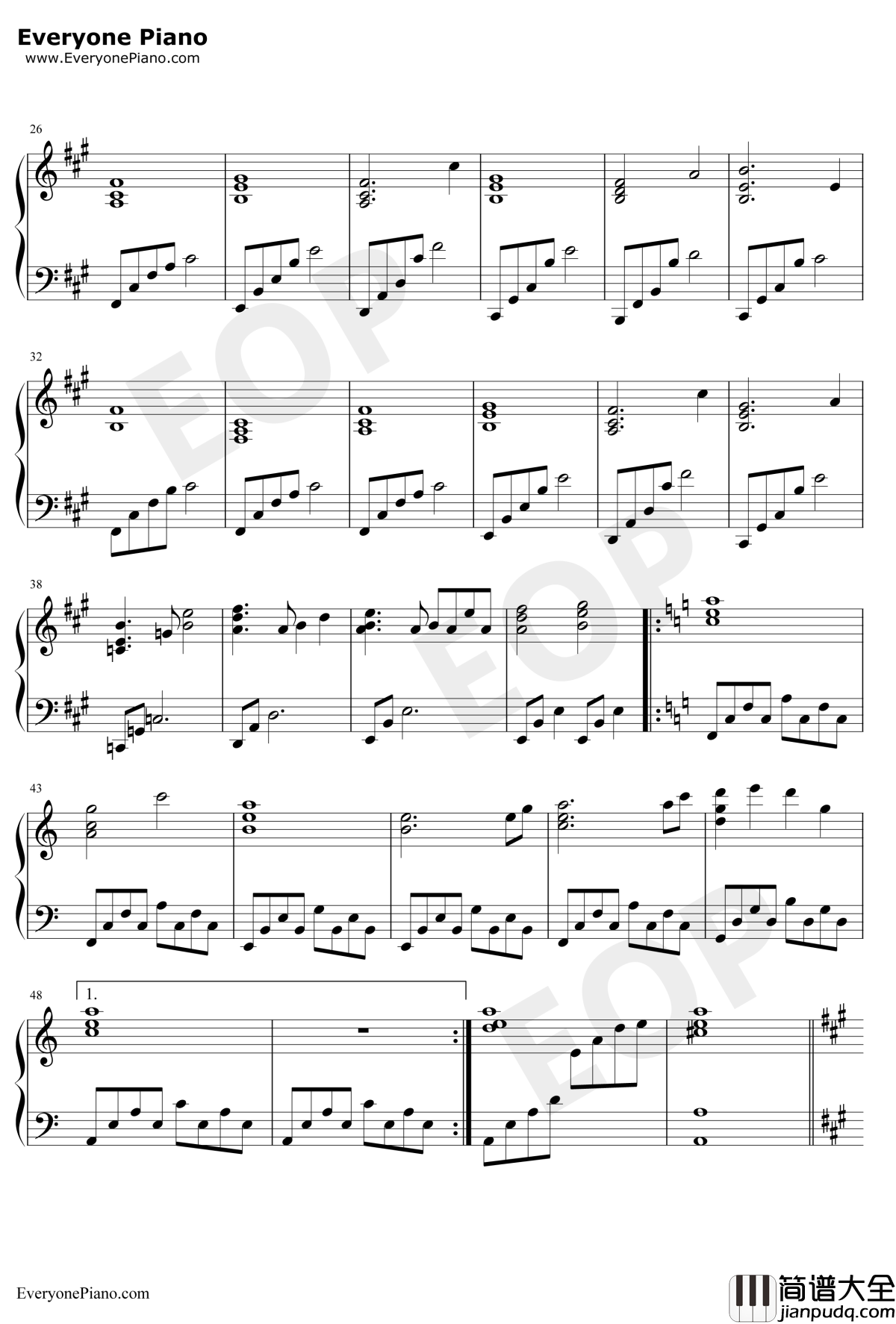 渡る者の途絶えた桥钢琴谱_东方Project_东方地灵殿二面道中曲