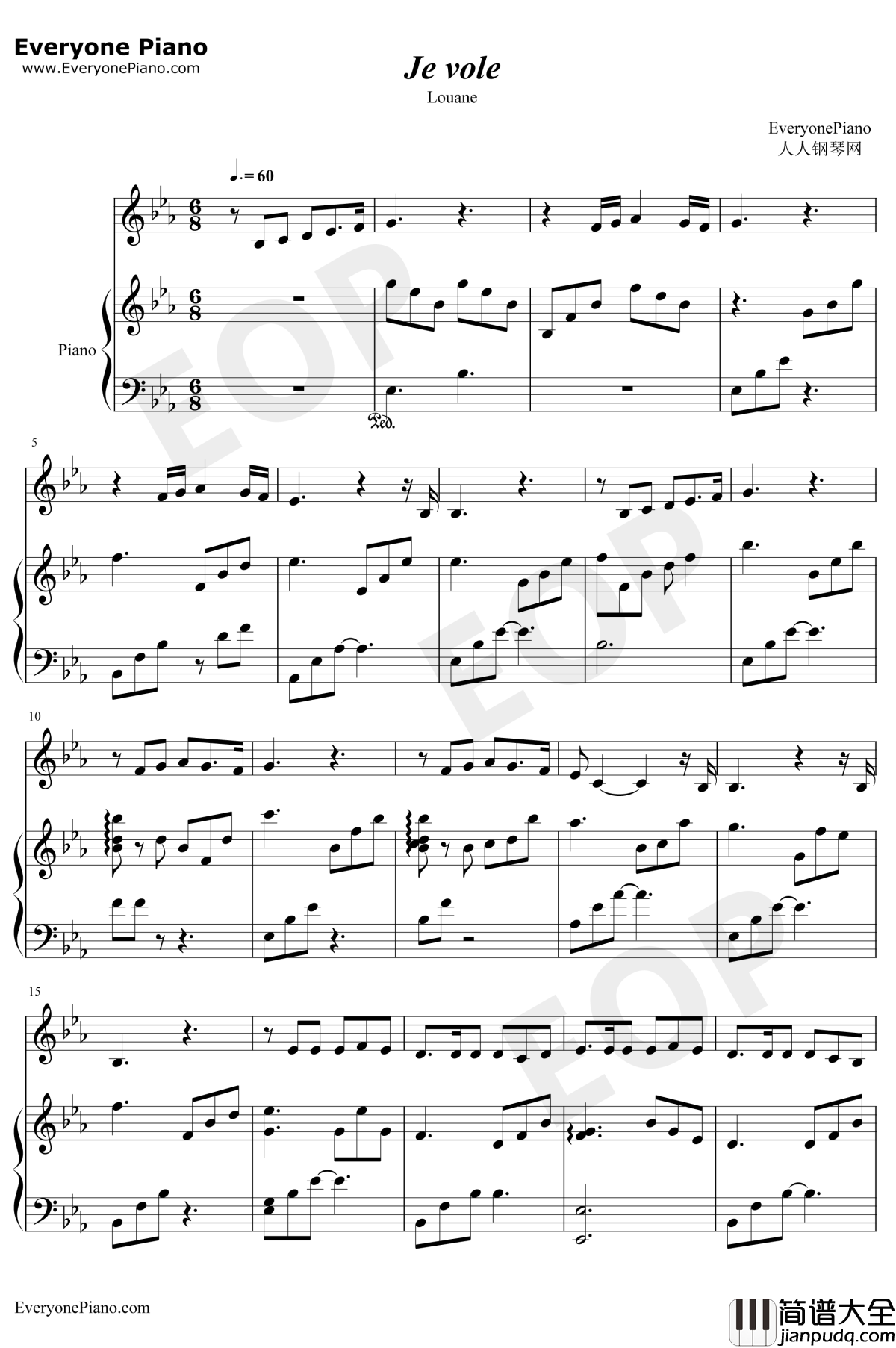 Je_vole钢琴谱_Louane_贝利叶一家OST