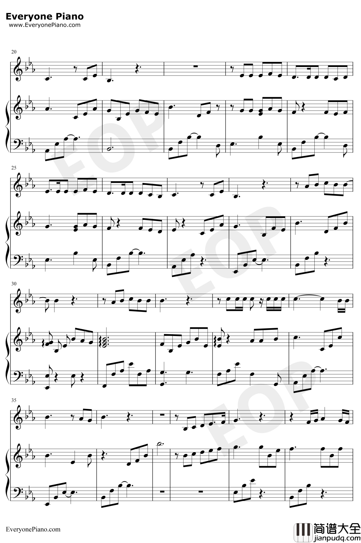 Je_vole钢琴谱_Louane_贝利叶一家OST