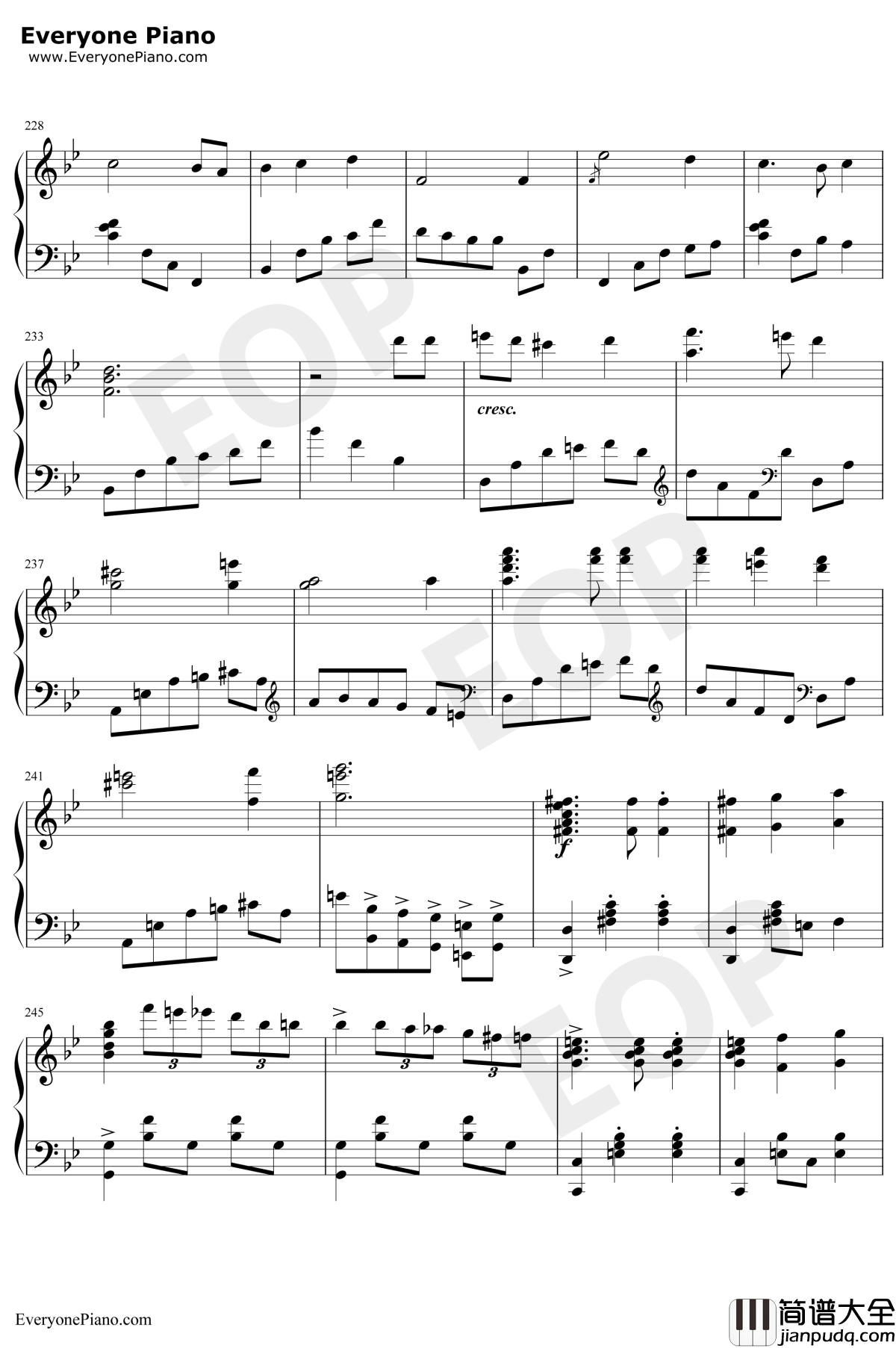 世界の約束钢琴谱_倍赏千惠子_哈尔的移动城堡主题曲