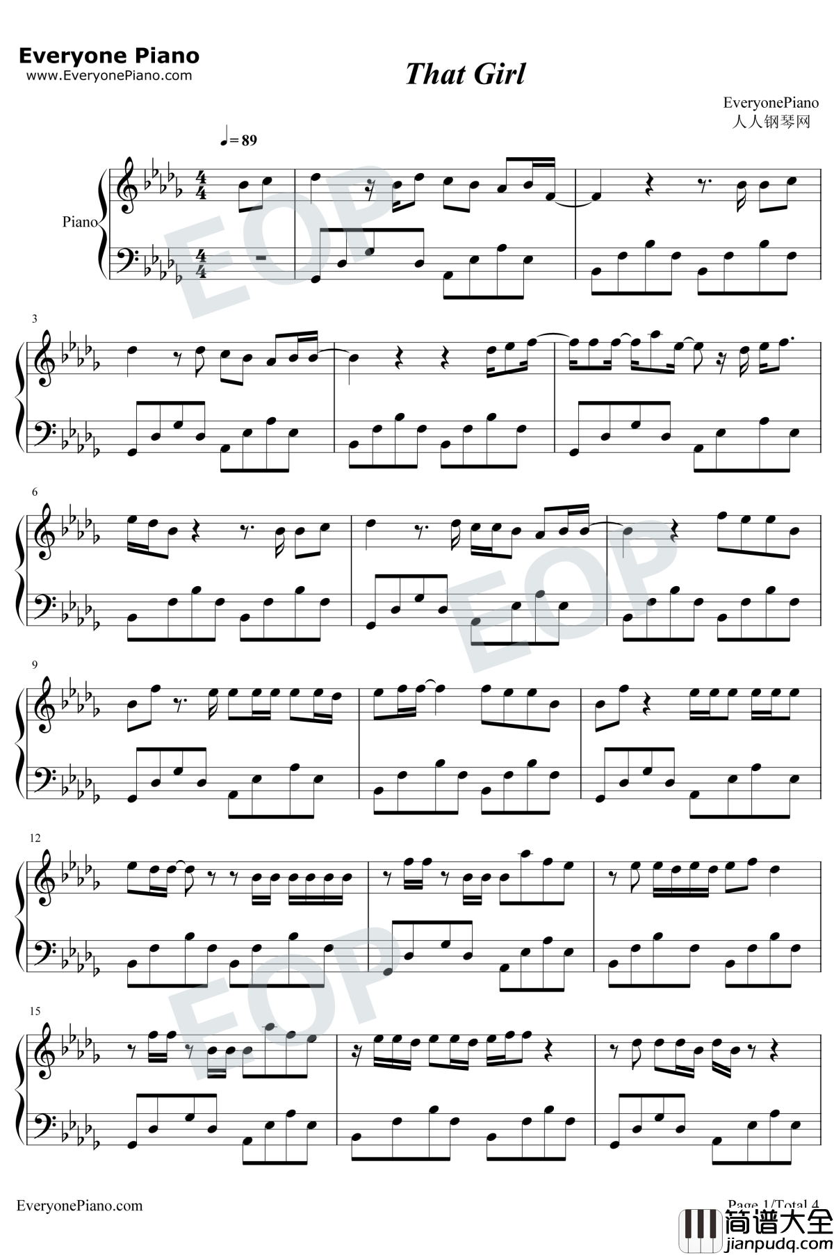 That_Girl_钢琴谱_Olly_Murs