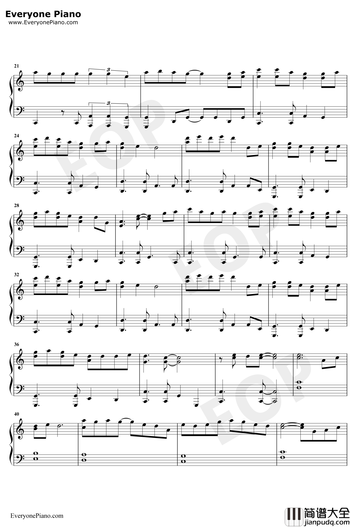 笑红尘钢琴谱_陈淑桦_东方不败风云再起国语版主题曲