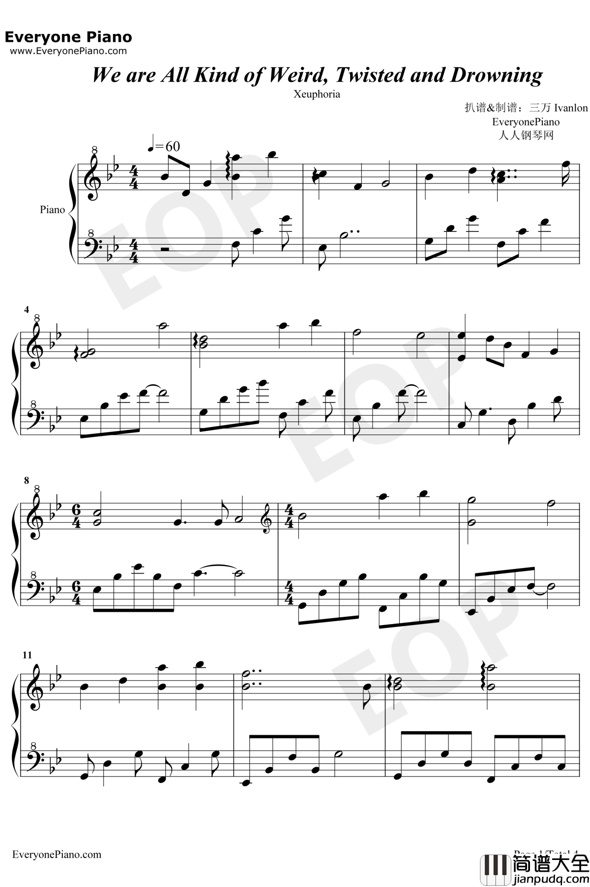 We_Are_All_Kind_of_Weird_Twisted_and_Drowning钢琴谱_Xeuphoria