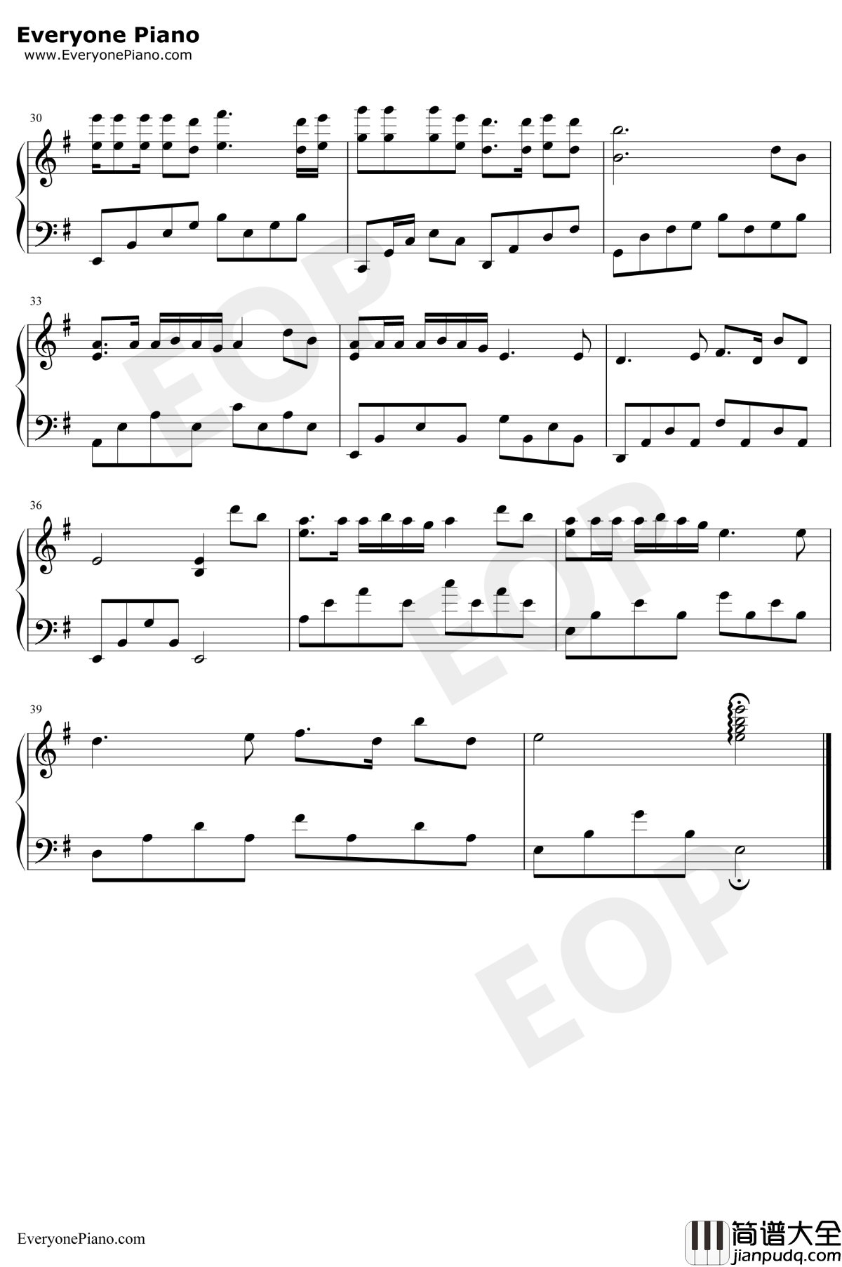 拥抱你离去钢琴谱_张北北_如果亲爱的心痛不爱的保重难爱的却成空_抖音小黄鸭