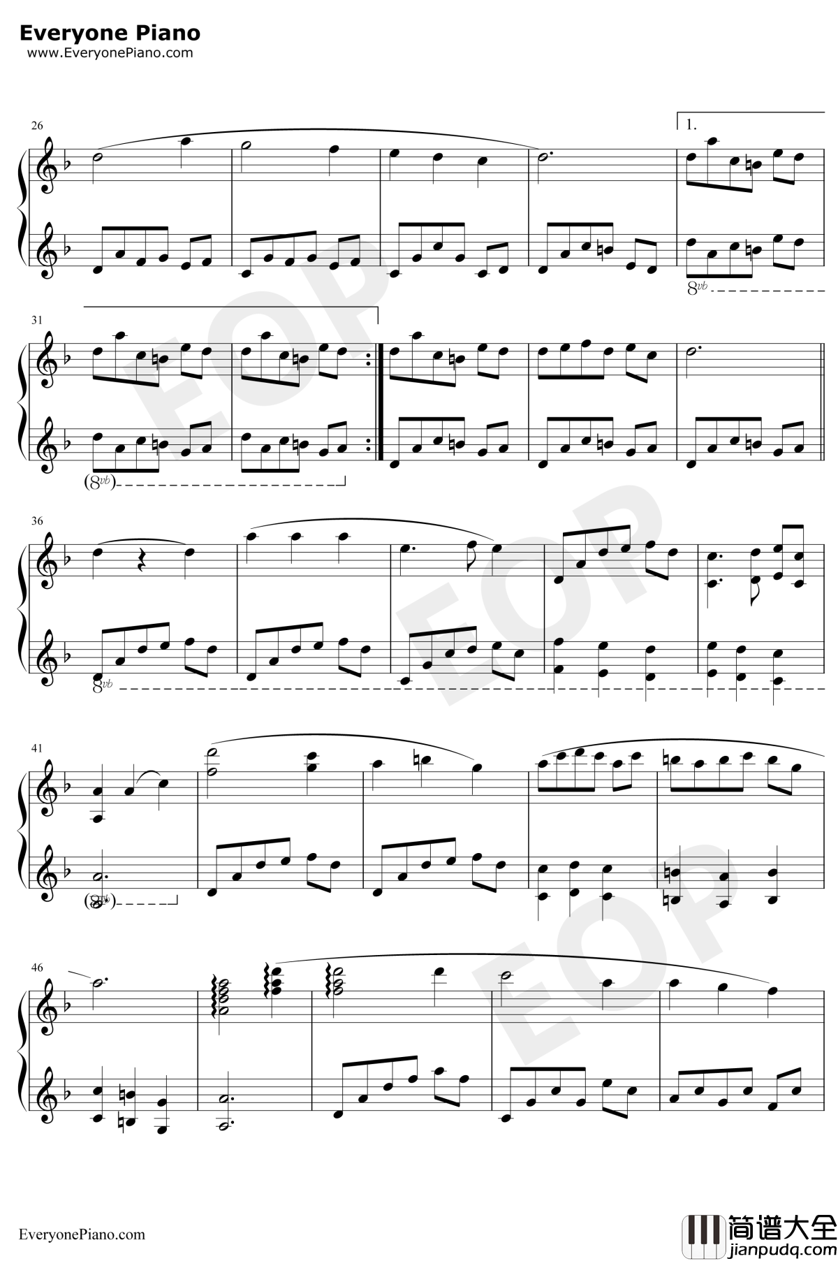 Scarborough_Fair钢琴谱_莎拉·布莱曼Sarah_Brightman_斯卡布罗集市