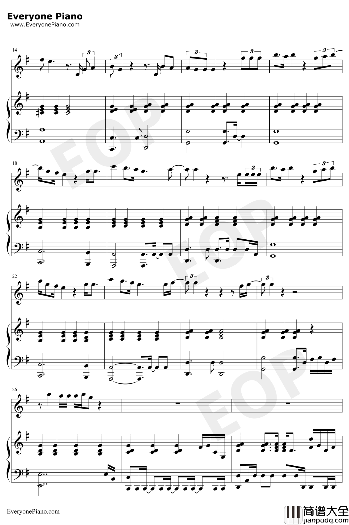 给你的歌钢琴谱_邓紫棋_催泪情歌