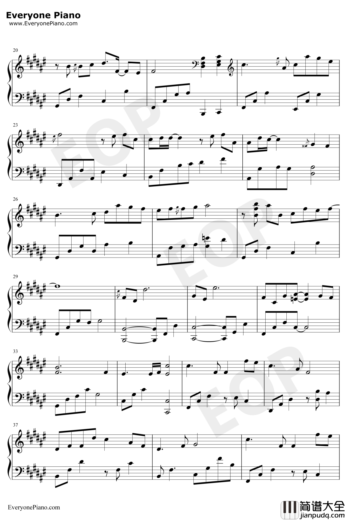 无关钢琴谱_周深_幕后玩家推广曲