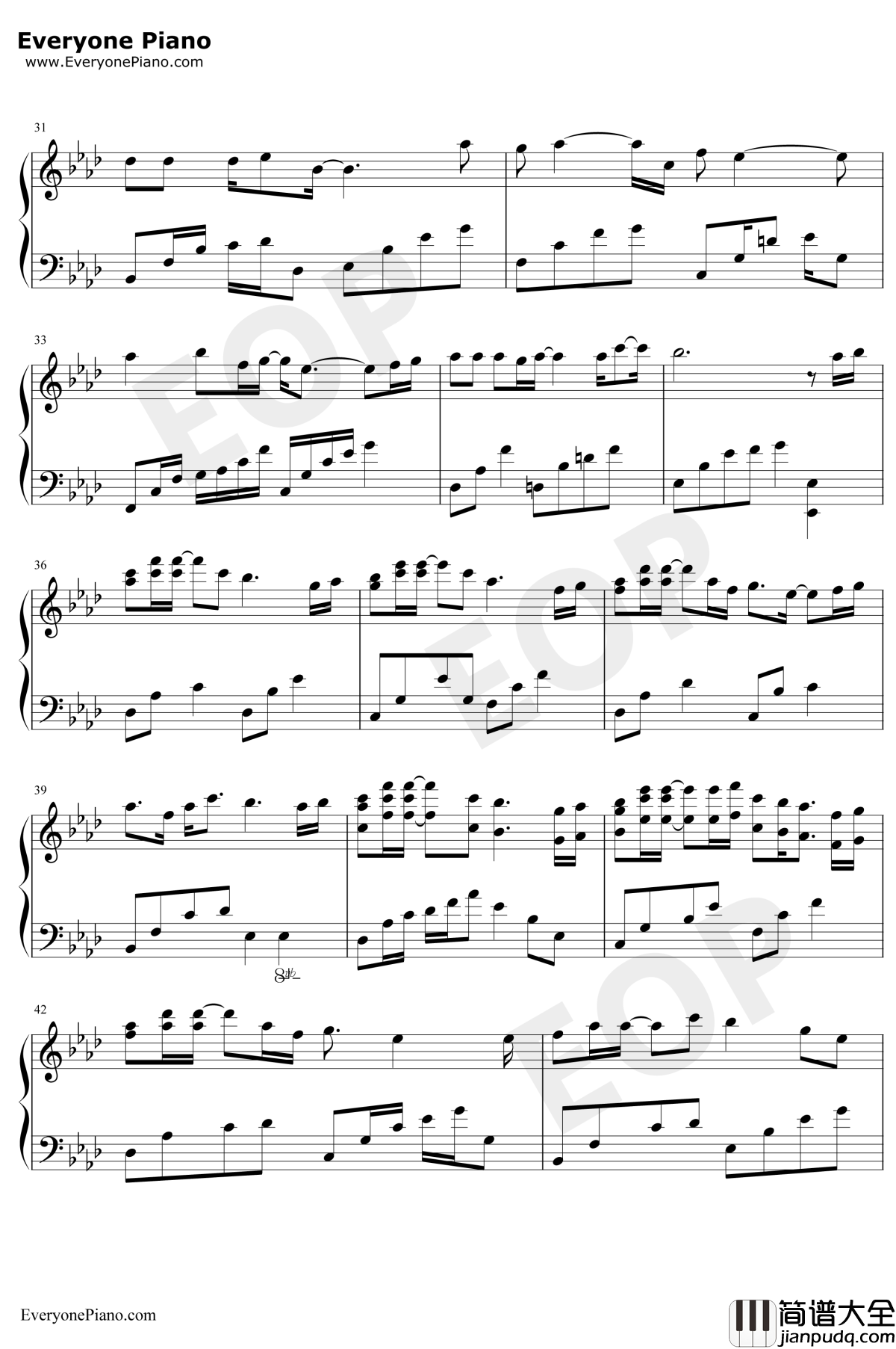 该死的温柔钢琴谱_马天宇