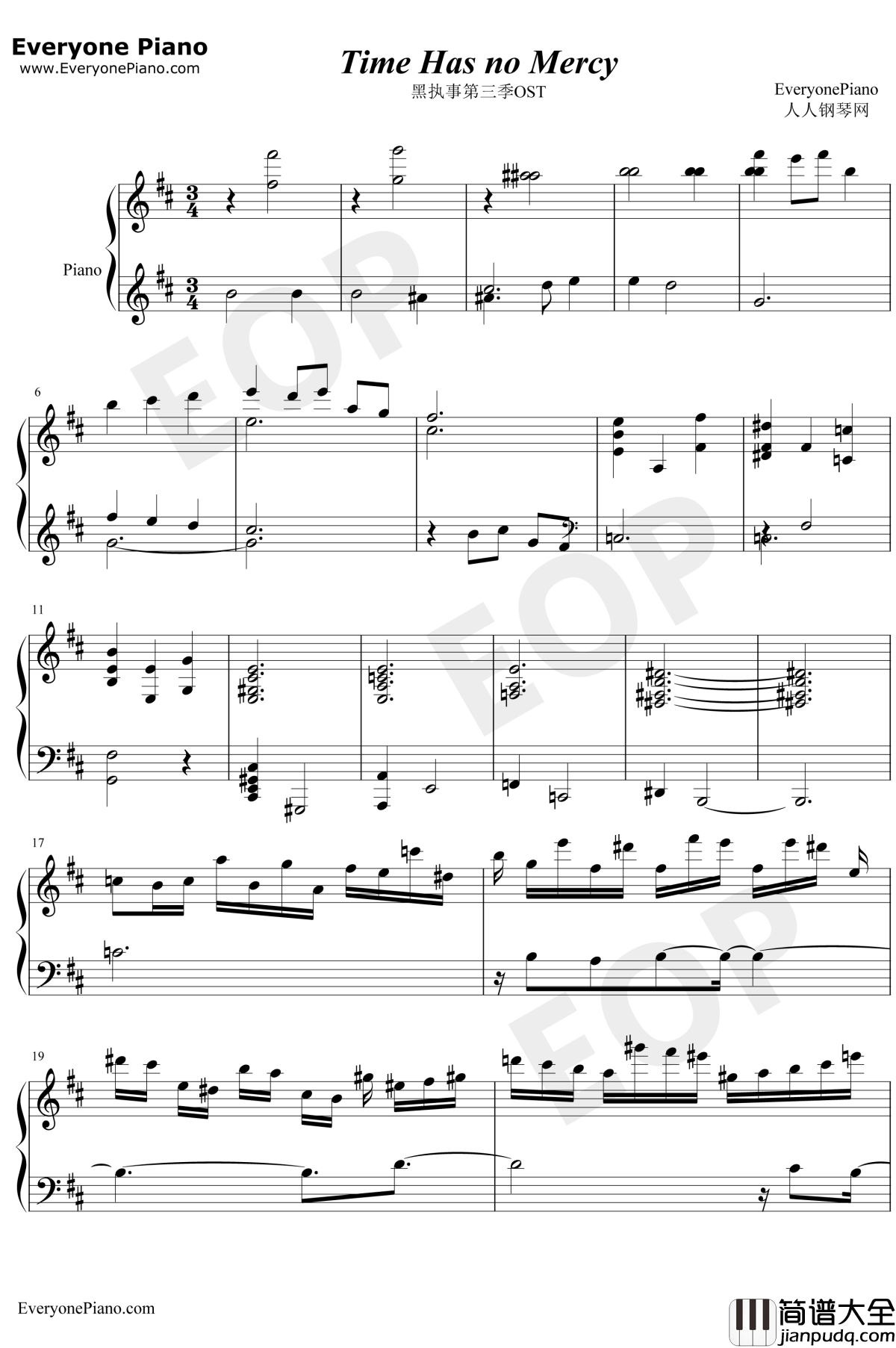 Time_Has_No_Mercy钢琴谱_光田康典