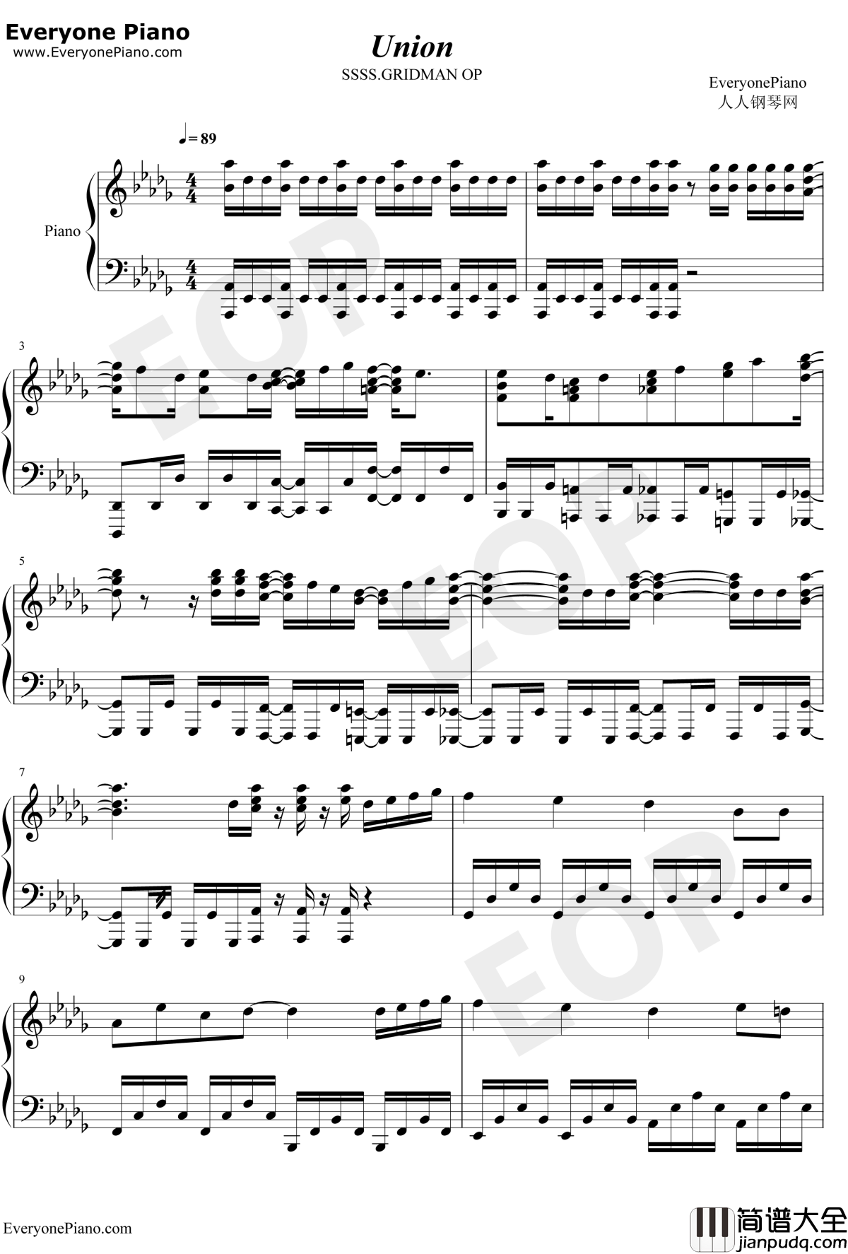 Union钢琴谱_OxT_SSSS.GRIDMANOP